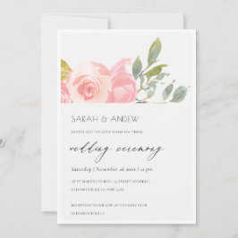 Soft Blush Green Waterverf Floral Wedding Invite Bedankkaart