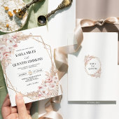 Soft Blush Pampas Grass Boho Gold Geometric Frame  Kaart