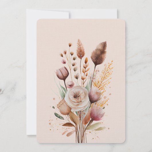 Soft Blush Peach Bloemen bruiloft Kaart (Achterkant)