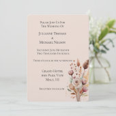 Soft Blush Peach Bloemen bruiloft Kaart (Staand voorkant)