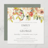 SOFT BLUSH PEACH PINK WATERVERF FLORAL VERLOVING KAART (Voorkant / Achterkant)