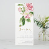 SOFT BLUSH PEONY FLORAL WATERVERF VRIJGEZELLENFEES KAART (Staand voorkant)