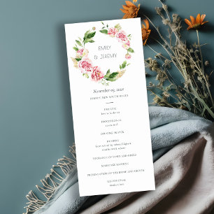 SOFT BLUSH PEONY FLORAL WEDDING CEREMONY PROGRAMMA