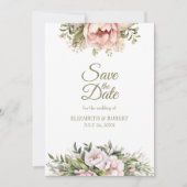 Soft Blush Peony Save The Date Card (Voorkant)