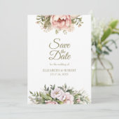Soft Blush Peony Save The Date Card (Staand voorkant)