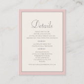 Soft Blush Pink and Cream Wedding Details Kaart (Voorkant)