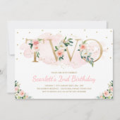 Soft Blush Pink and Gold Floral 2e verjaardag Kaart (Voorkant)