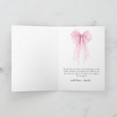 Soft Blush Pink Bow Baby Girl Thank You Bedankkaart (Binnen)