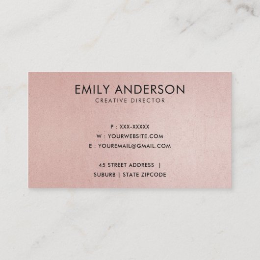 SOFT BLUSH PINK BRUSH MARK CIRCLE LOGO MONOGRAM VISITEKAARTJE (Achterkant)