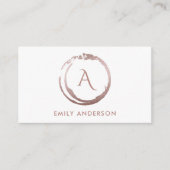 SOFT BLUSH PINK BRUSH MARK CIRCLE LOGO MONOGRAM VISITEKAARTJE (Voorkant)