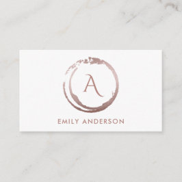 SOFT BLUSH PINK BRUSH MARK CIRCLE LOGO MONOGRAM VISITEKAARTJE