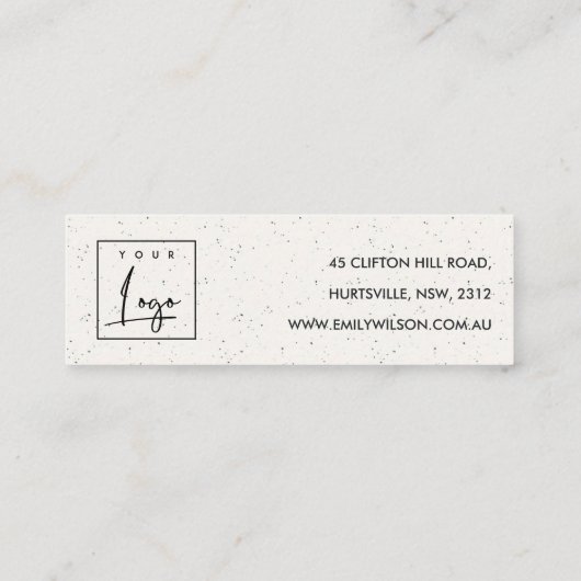 SOFT BLUSH PINK CERAMIC STUD EARRING DISPLAY LOGO MINI VISITEKAARTJE (Achterkant)