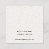 SOFT BLUSH PINK CERAMIC STUD EARRING DISPLAY LOGO VIERKANTE VISITEKAARTJE (Achterkant)