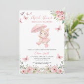 Soft Blush Pink Floral April Baby Shower  Kaart (Staand voorkant)