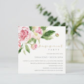 SOFT BLUSH PINK FLORAL PEONY WATERVERF VERLOVING KAART (Staand voorkant)