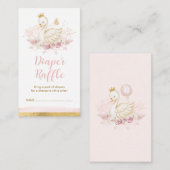 Soft Blush Pink Floral Swan Princess Diaper Raffle Informatiekaartje (Voorkant / Achterkant)