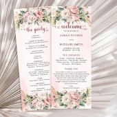 Soft Blush Pink Flowers Eucalyptus Wedding Program Programmakaart