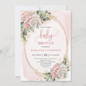 Soft Blush Pink Flowers Greenery Baby Shower Girl Kaart (Voorkant)