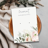 Soft Blush Pink Green Peony Floral Earring Holder Visitekaartje