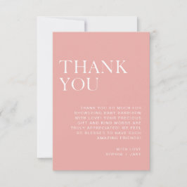 Soft Blush Pink Minimalist Baby shower dank u Bedankkaart