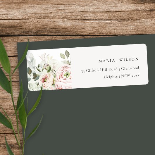 Soft Blush Pink Peonies Eucalyptus Foliage Address Etiket