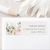Soft Blush Pink Peonies Eucalyptus Foliage Address Etiket (Insitu)