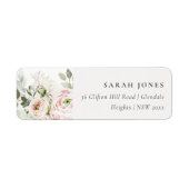 Soft Blush Pink Peonies Eucalyptus Foliage Address Etiket (Voorkant)
