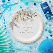 Soft Blush Pink Peonies Eucalyptus Foliage Weddens Papieren Bordje (Feest)