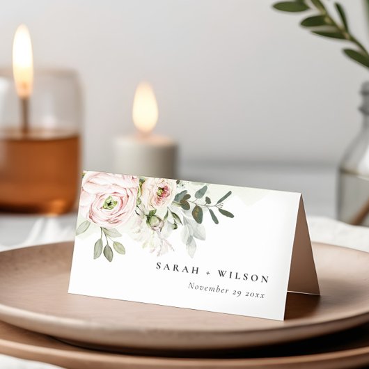 Soft Blush Pink Peonies Eucalyptus Foliage Weddens Plaatskaartje