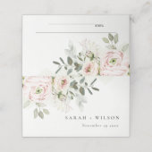 Soft Blush Pink Peonies Eucalyptus Foliage Weddens Plaatskaartje (Buitenkant ongevouwen)