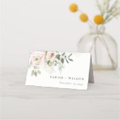 Soft Blush Pink Peonies Eucalyptus Foliage Weddens Plaatskaartje (Voorkant)