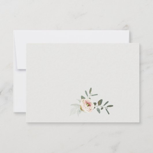 Soft Blush Pink Peonies Eucalyptus Foliage Weddens RSVP Kaartje (Achterkant)