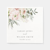 Soft Blush Pink Peonies Eucalyptus Foliage Weddens Servet (Voorkant)