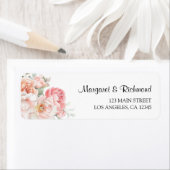 Soft Blush Pink Rose Bloemen bruiloft retour adres Etiket (Insitu)