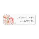 Soft Blush Pink Rose Bloemen bruiloft retour adres Etiket (Voorkant)