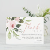 SOFT BLUSH PINK ROSE FLORA VRIJGEZELLENFEEST DANK  KAART (Staand voorkant)