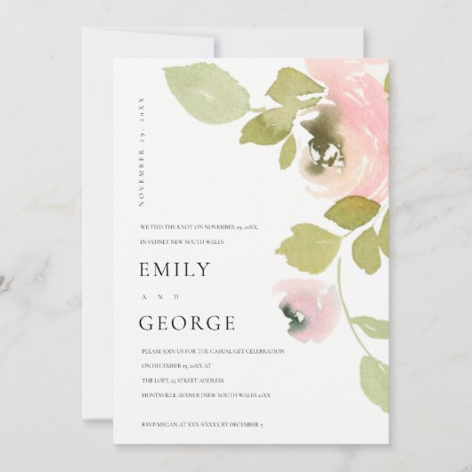 SOFT BLUSH PINK ROSE FLORAAL WE HEBBEN DE KNOT KAA BEDANKKAART (Voorkant)