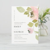 SOFT BLUSH PINK ROSE FLORAAL WE HEBBEN DE KNOT KAA BEDANKKAART (Staand voorkant)