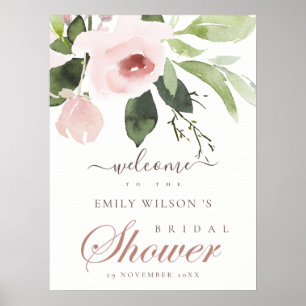 SOFT BLUSH PINK ROSE FLORAL VRIJGEZELLENFEEST WELK POSTER