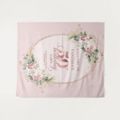 Soft Blush Pink Rose Gold 50th Birthday Backdrop Wandkleed (Voorkant (horizontaal))