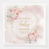 Soft blush pink sage baby shower cocktailpapier servet (Voorkant)
