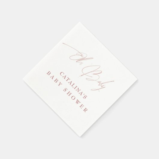 Soft Blush Pink Script Baby shower servetten (Hoek)