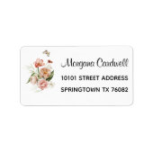 Soft Blush Pink Waterverf Bloemenadres Etiket (Voorkant)