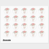 Soft Blush Pink Waterverf Floral Bouquet Wedding Ronde Sticker (Vel)