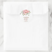 Soft Blush Pink Waterverf Floral Bouquet Wedding Ronde Sticker (Tas)