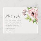 SOFT BLUSH PINK WATERVERF FLORAL DANK U BRIEFKAART (Voorkant)