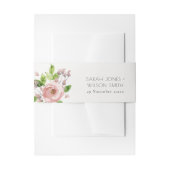 SOFT BLUSH PINK WATERVERF FLORAL MONOGRAM UITNODIGINGEN WIKKEL (Voorkant Voorbeeld)