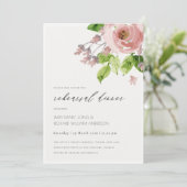 SOFT BLUSH PINK WATERVERF FLORAL REHEARSAL DINNER KAART (Staand voorkant)