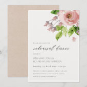 SOFT BLUSH PINK WATERVERF FLORAL REHEARSAL DINNER KAART (Voorkant / Achterkant)