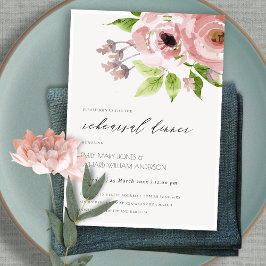 SOFT BLUSH PINK WATERVERF FLORAL REHEARSAL DINNER KAART